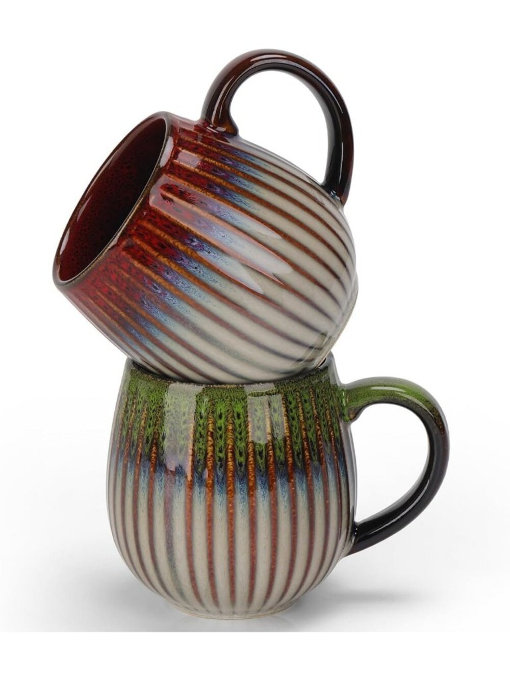 Large 17 oz Ceramic Coffee Mugs Set for Couples - Perfect Gift Boxed!